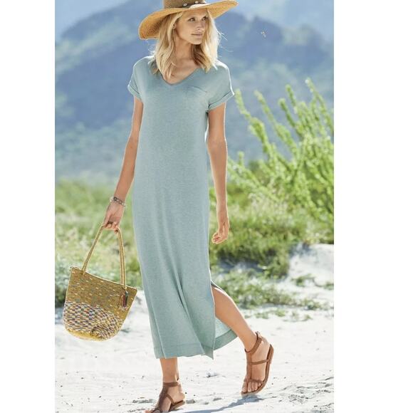 Peruvian Connection Dresses & Skirts - NWT Peruvian Connection Coastal Malibu Seafoam Jersey Knit Shirt Maxi Dress Sz L